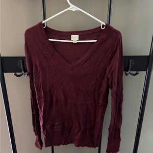 a new day Women's Deep Red V-Neck Blouse